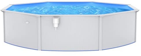 vidaXL Piscina con Pareti in Acciaio Rotonda 550x120 cm Bianca