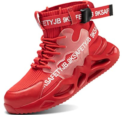 IYVW Safety 7719 Sicherheitsschuhe Herren S3 SRC leicht Kunststoffkappe und Kevlar Zwischensohle Wasserdicht Arbeitsschuhe Rot 40 EU