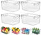 HPYLIF·H Fridge Organiser with Handles, 4 Pack Clear Pantry Organizer Bins, Food Storage Basket for Kitchen, Countertops, Cabinets, Refrigerator, Freezer, Bedrooms, Bathrooms, 29x20x15.5cm