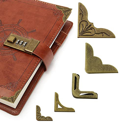 XCSJ 40pcs Retro Buchecken Eckenschutz Buchecken Metall Vintage Buch Ecke Metall Buch Corner Protectors Buch Eckenschützer Buch Album Ecken Dekorationen Für Bücher Fotoalben Menüs Corner -5 Stile