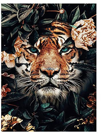 Bubuny Peinture par numéros pour adultes, peinture par numéros, animaux, enfants, lions, débutants, peinture acrylique, lion sans cadre