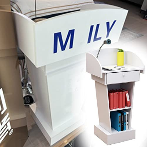 ENHEN Rednerpult Tragbares Floor -Lectern -Podium -Podium für Die Kirche, Multi Funktionales Hochzeits -Sprech -Lectern mit Schubladen und 2 Speicherregal, Leicht Zusammenzubauen