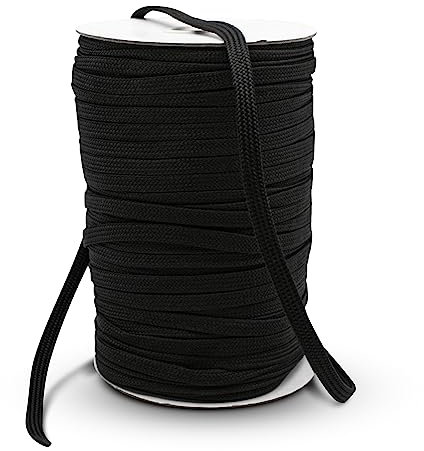 DOJA Barcelona | Seil Spule | 100m | Schwarze Schnüre | 9mm Durchmesser | aus Polyester | Widerstandsfähig | Paracord-Schnur für Schnürsenkel, Sportschuhe, Tennisschuhe, Taschen, Rucksäcke, Armband