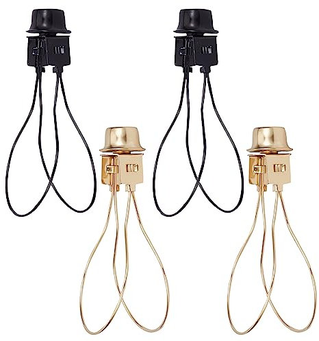 GORGECRAFT 4Stk Lampenschirmhalter Glühbirnen-Clip-Adapter Schwarz Golden Lampenschirm-Harfenhalter-Adapter-Set Mit Lampenschirm-Befestigungsendstücken Und Lampenschirm-Nivellier-Federclip DIY