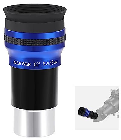 NEEWER 1,25 Weitwinkel Teleskopokular, 52 Grad Feldobjektiv mit 38mm Brennweite, mehrfach beschichtetes optisches HD Glas mit 4 Elementen, Standard 1,25 Schnittstelle für Astronomie Teleskop, LS-T12