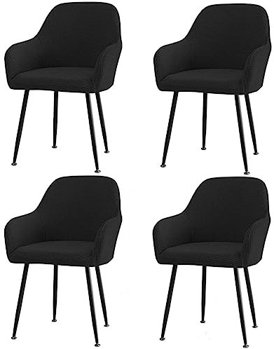 CLGTY Stuhlhussen Mit Armlehne Stretch, Weich Stuhlhussen Abnehmbar Bürostuhl Bezug Waschbar Hussen Für Stühle Für Esszimmer-Schwarz-4 Stück