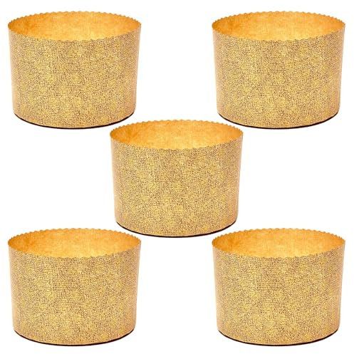 FAH FAMILY AT HOME Panettone Mold 500g, 5pcs - Professional Natural Pure Cellulose Paper Forms for Baking Paska, Kulich, Panettone Baking Forms, Heat Resistant up to 200°C