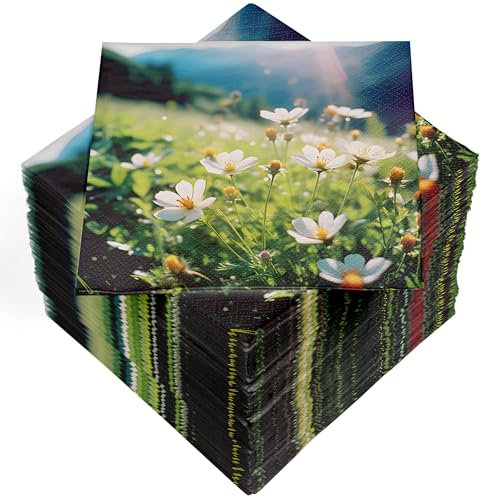 HEKU 100 Servietten, 3-lagig, 33x33cm, Bergwiese I Saugstark und praktisch verpackt I Breite Auswahl I Ideal für besondere Anlässe