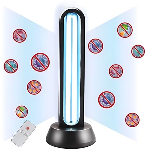 HYLR UVC Germicidal uv lamp Remote Control Timer Radar Sensing Device Disinfection UV Sterilizer Cleans Air Ozone & Free Kill Remover Mold Flu. Bacterial dust Mites Germ UV Light 38W(Remote+ozone)