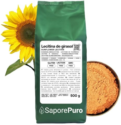 SaporePuro Sonnenblumenlecithin Pulver 500 g – Natürliches Emulgiermittel GLUTENFREI