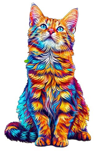 Holzpuzzle Erwachsene, 180 Teile Bengal Katze Puzzles, 35.4x21.3cm Wood Puzzle, Unregelmäßige Einzigartige Tierform Holzpuzzles für Erwachsen, Schön Geschenk für Familie Freunde