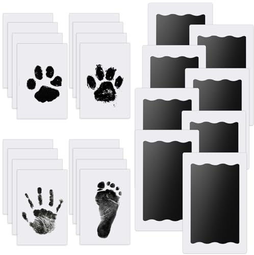 8 pcs Fußabdruck Baby Nabance Handabdruck Baby Clean Touch Pfotenabdruck set Hund Baby Fussabdruck Set Fußabdrücke Baby kommt nicht mit Farbe in Berührung für Baby Shower Familie Geschenk 0-6 Monate