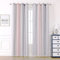 KAHEAUM Lot de 2 rideaux occultants à œillets en voile thermique pour salon, chambre d'enfant, chambre d'enfant, fille, 132 x 160 cm, blanc étoilé, rose et gris
