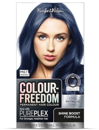 Colour Freedom Metallic Indigo Permanent Hair Dye with PurePlex. Ultra Glossy Conditioning Hair Colour. 100% grey coverage. By Knight & Wilson.