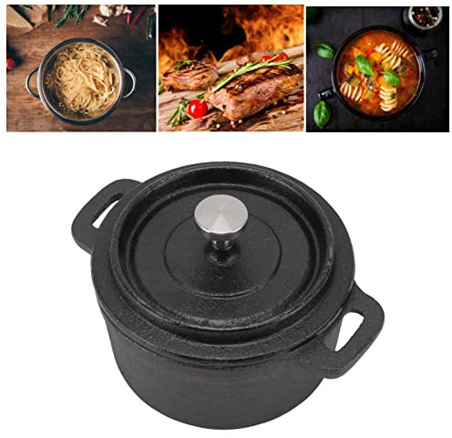 MOUMOUTEN Horno Holandés - Olla De Hierro Fundido Espesado Con Tapa Olla De Cocina Horno Holandés De Hierro Fundido Hornear Asar Excelente Distribución Del Calor(10CM)