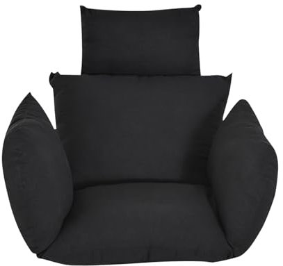 DSYOGX Swing Chair Cushion, Black Hanging Chair Cushion Pillow with Polyester Fiber Egg Chair Cushion for Hanging Chairs, Back Chairs, Seat Cushion Only, 66x45cm
