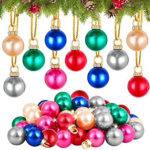 UXORSN 66 Stück Mini Weihnachtskugeln 16mm Klein Weihnachtsbaumkugeln Bunt Christbaumkugeln Hängende Ornamente Kunststoff Bruchsicher Christbaumschmuck für Urlaub Hochzeit Party Weihnachtsdeko