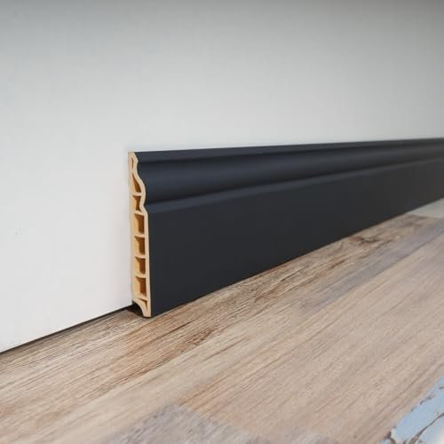 Art3d Wall Baseboard Molding Trim 8-Pack of 56 x 3.2 in., High Impact Polystyrene Skirting Board - Installed with Glue - Black