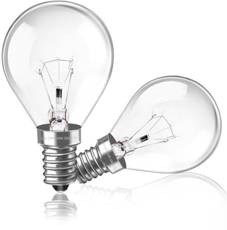 2 Pack Oven Light Bulb E14 300 Degrees, AC 230V, Dimmable G45/P45 Golf Bulbs, 410LM Warm White 2700K, SES E14 Small Edison Screw Oven Lamp Bulb for Microwave, Cooker Hood, Wax Warmer