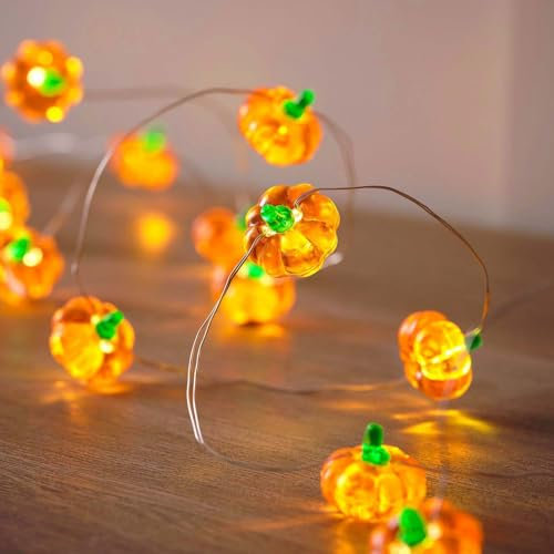 Pumpkin String Lights, Battery Powered Halloween Decoration, Autumn Fairy Lights for Indoor Thanksgiving Party Festival (1M-10 LED)
