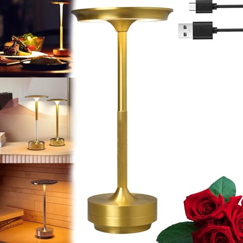 LUGEZLRJ Yifare Ecolume Yifare - Lámpara de mesa inalámbrica, recargable, inalámbrica, para mesas, para cocina, encimera, dormitorio, patio, restaurante (dorado)