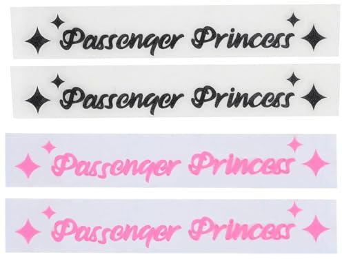 4 Stück,Auto-Rückspiegel-Aufkleber, Prinzessin, niedlich, lustig, rosa Sterne, Dekoration für Autofenster, Damen (Schwarz & Rosa)