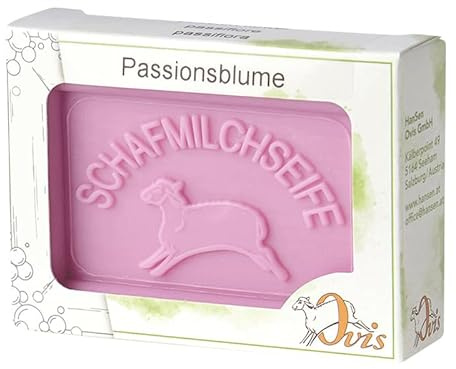 luterna Ovis Schafmilchseife Passionsblume, 100% Bio, für die tägliche Dusche, eckig, 100 g, verpackt