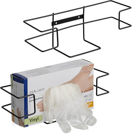 Relaxdays Handschuhspender, 2er Set, für Einweg-Handschuhboxen, Wandmontage, HxBxT: 9,5 x 28 x 9,5 cm, Eisen, schwarz