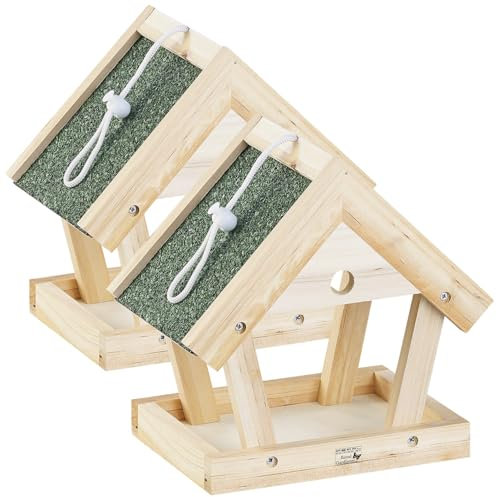 Royal Gardineer Vogelhaus: 2er-Set Vogel-Futterhaus-Bausätze aus Echtholz, zum Aufhängen (Vogelhaus-Bausatz Kinder, Echtholz Bausatz, Futterautomat)