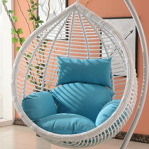 Hanging Egg Chair Cushion, Does Not Include Chairs, Soft Hanging Basket Chair Cushions, Removable Washable Thicken Egg Chair Cushion for Outside Patio Bedroom Garden and Balcony(Blue)