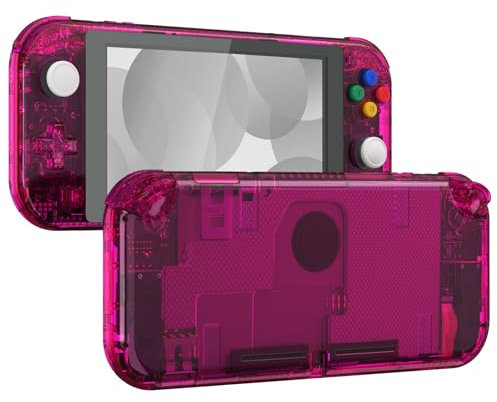 eXtremeRate Custodia Cover Scocca Pulsanti Tasti ABXY DIY Ricambio per Nintendo Switch Lite con Protezione Schermo Pellicola Vetro Temperato(NON Include Console)-Trasparente Rosa Confetto