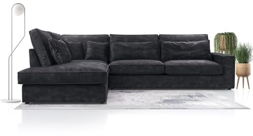X-Group4th Modernes Ecksofa Mit Kissen,Die Beste Ecke! Wohnbereich mit Bettkasten! Wave Spring Back Gedeckt Für Wohnzimmer Bequem und Stilvoll,Freistehend,89x314x224cm,Linke Seite,Bronze
