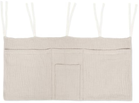 Ehrenkind® Bett Organizer zum Einhängen | Praktische Betttasche für Ordnung am Bett & im Kinderzimmer | Bettaufbewahrungstasche für Bücher & Kuscheltiere | Beige