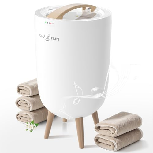 Towel Warmer for Bathroom 90s Fast Heating with Bluetooth Speaker, Mood Light, Aromatherapy, Auto Shut-Off, 20L Towel Warmer Bucket Fits Oversized Towels/Bathrobes/Blankets, Gifts for Moms (White)