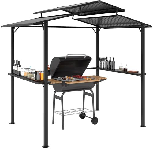 Outsunny - Cenador para barbacoa, 250 x 160 x 250 cm, impermeable, con techo de doble capa, bastidores laterales, cenador de jardín con protección UV, cenador para barbacoa, tienda de campaña