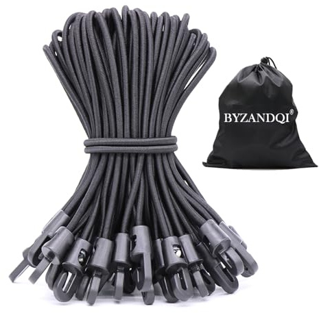 BYZANDQI Spanngummi mit Haken 25er-Pack 20cm, Expander mit Haken Schwarz | Planenspanner Zeltgummis Gummispanner Planengummi Expanderschlingen für Planen Zelt Net Camping