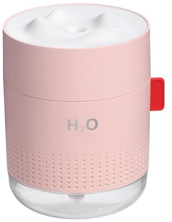Nicear USB Rechargeable Mini Humidifier with LCD Mood Lighting 500ml Portable Air Humidifier for Bedroom Office Plants 12 Hours Runtime Quiet Misting and Night Light (Pink)