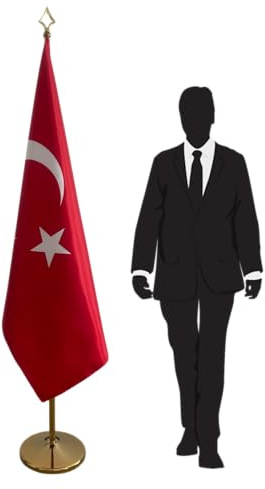 Türkei Flagge mit Mast und Fuß Türkische Flagge Büroflagge Code CN7-TR-L