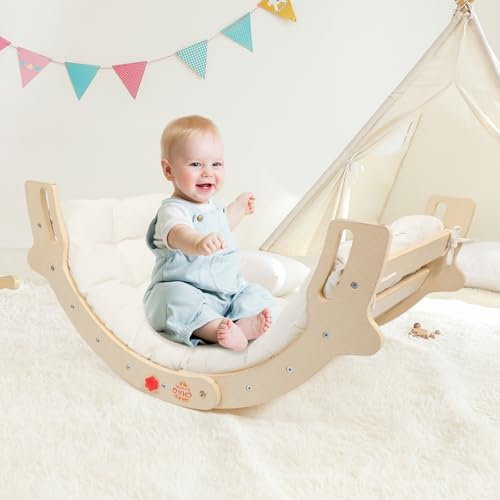 CHAO KWORLDS Kletterbogen 2-in-1 Montessori Bogenwippe mit Kissen – Kletterspielzeug für Kleinkinder, Sensoriktisch und Klettergerüst