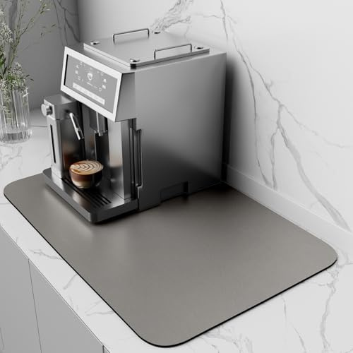 Coffee Mat Non Slip Quick Drying Coffee Machine Mat with Rubber Backed,Coffee Machine Drying Mat,Absorbent Drying Mat for Kitchen Countertops (Grey, 30x50cm)