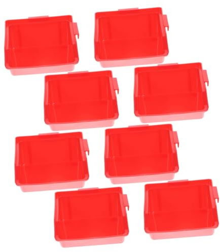 Gatuida 8pcs Stackable Warehouse Storage Bins with Open Cover Design Tool Organizer Boxes for Screws Small Parts Hardware Red Multi Functional Workshop Garage Storage