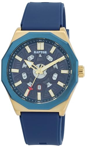 Raptor Damen Armbanduhr Analog in Blau, Gesamtlänge 23.5 cm, Silikonarmband – 3 ATM