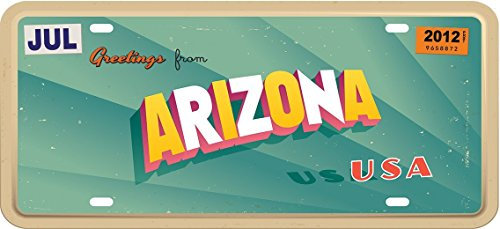 Dekoratives Nummernschilder Autokennzeichen 30,00 cm x 15,00 cm Arizona| Wanddekoration | Aluminium 3 mm beständig