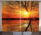 ABAKUHAUS Herbst Rustikaler Vorhang, Blick auf den Sonnenuntergang mit Bäumen, Wohnzimmer Universalband Gardinen mit Schlaufen und Haken, 280 x 225 cm, Schwarz Orange