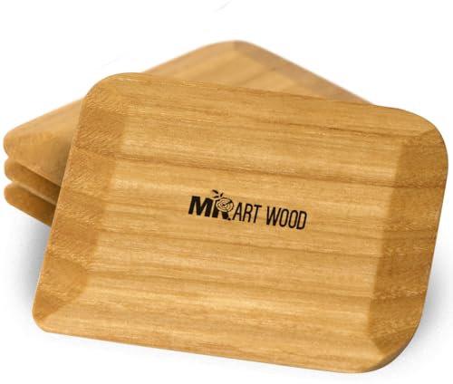 Mr.Art Wood Pot, Pan & Bowl Wooden Scraper (Pack of 4), Size 2.8 x 2.4 – Made in Europe, Helps to Remove Tough Stains, Grime & Dirt – Multipurpose Kitchen Tool, 100% Natural Ash Wood