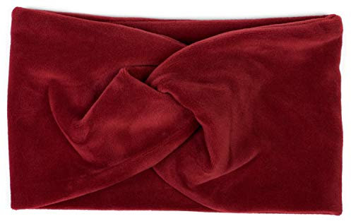 styleBREAKER Damen Stirnband in Samt Optik mit Twist Knoten, warmes Haarband, Headband, Haarschmuck 04026040, Farbe:Bordeaux-Rot