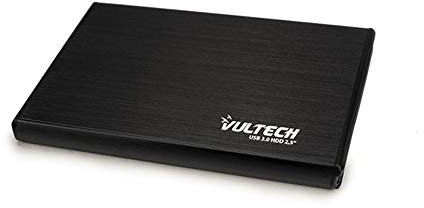 VulTech GS-25U3 Rev. 2.1- Box Esterno 2.5” per HDD SATA USB 3.0, Case in Alluminio Nero Satinato, SuperSpeed 5 Gbps, Plug & Play, Compatibile fino a 8TB, per PC Windows, Mac e Linux