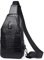Leder Sling Bag Crossbody Rucksack für Männer Frauen Reisen Outdoor Camping, Schwarz, Daypack Rucksäcke