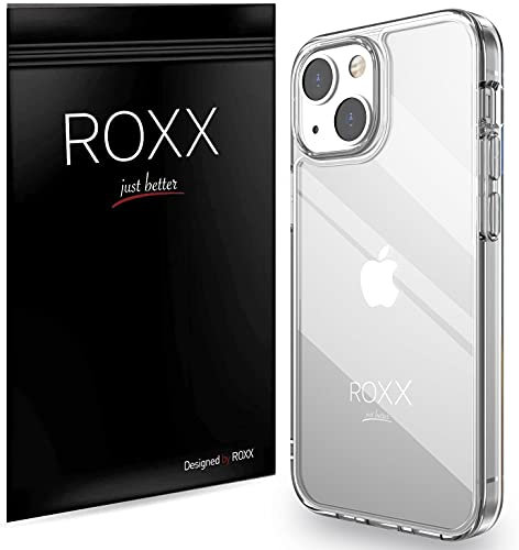 Roxx Antigelb Clear Case Hardcase Hülle | Kompatibel mit iPhone 13 Mini 5,4 Zoll | 9H Kratzfeste Glasrückseite