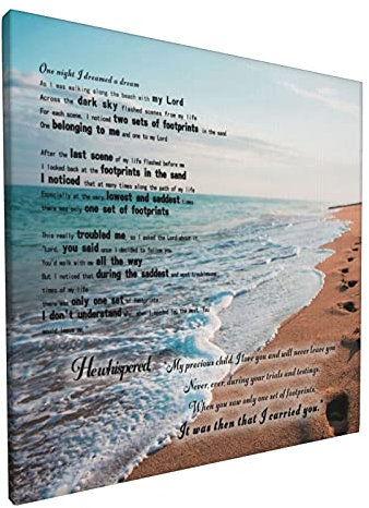 Leinwandbild, Motiv: Fußabdrücke im Sand, für Schlafzimmer, Poster, Dekoration, Bibelvers und Bilder, Kunstwerk, Esszimmer, Wohnzimmer, Zuhause, Wanddekoration, modernes Büro, bereit zum Aufhängen